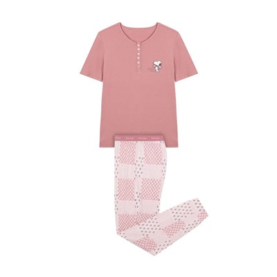 Pijama algodón Snoopy rosa