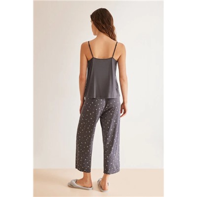 Pijama Capri soft touch gris estrellas