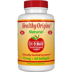 Healthy Origins, Lyc-O-Mato - комплексная добавка ликопина из помидоров, 15 мг, 60 гелевых капсул
