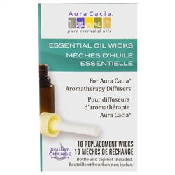 Aura Cacia, Диффузоры для ароматерапии, фитили с эфирными маслами, 10 сменных фитилей