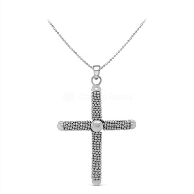 Колье крест из серебра родированное, 45 см