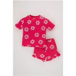 Defacto Kız Bebek Çiçekli Kısa Kollu Tişört Şort 2'li Takım Z9257A223SM