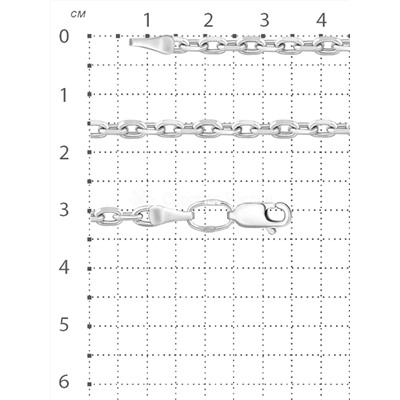 Цепь из серебра родированная - Якорная, 55 см 925 пробы 902208055р якорь