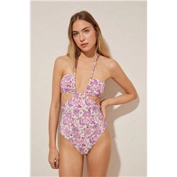 Trikini cut out estampado floral