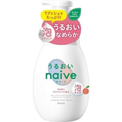 Мыло-пенка для тела для всей семьи KRACIE Naive с ароматом персика бутылка-дозатор 600 мл