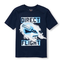 Boys Short Sleeve 'Direct Flight' Football Graphic Tee