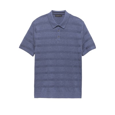 SUPIMA® Cotton Texture Stripe Sweater Polo