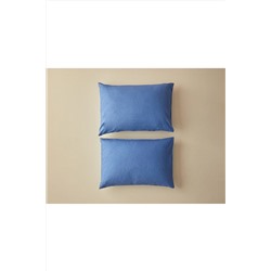 English Home Textured Plain Kolay Ütülenir 2'li Yastık Kılıfı 50x70 Cm Mavi 10040366