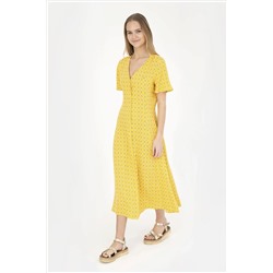 Kadın Sarı Dokuma Elbise