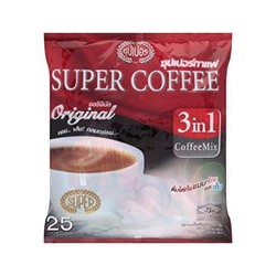 Растворимый тайский кофе "3 в 1" от Super Coffee 25 пакетиков-саше по 20 гр / Super Coffee Original 3 In 1 Coffee Mix 20g x 25