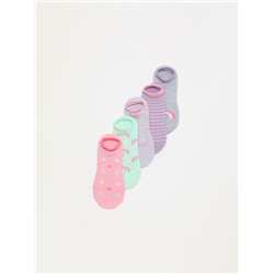 PACK OF 5 PAIRS OF PRINTED NO-SHOW SOCKS.