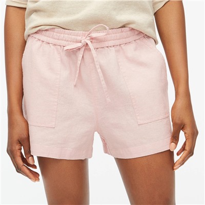 Linen-blend drawstring short