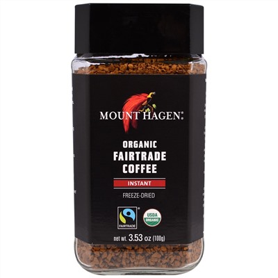 Mount Hagen, Органический кофе (товар справедливой торговли), растворимый, сублимированный, 3,53 унции (100 г)