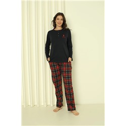 AHENGİM Kadın Pijama Takımı Süprem Uzun Kol Altı Küçük Ekoseli Pamuklu Mevsimlik W20322245 1-2-10001184
