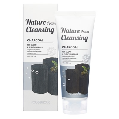 FOODAHOLIC NATURE FOAM CLEANSING #CHARCOAL Увлажняющая пенка для умывания с древесным углем 150мл