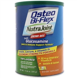 Osteo Bi-Flex, Растворимый напиток NutraJoint для суставов, с глюкозамином, без вкусовых добавок, 13.86 унций (392 г)