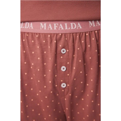 Pijama largo algodón Mafalda marrón