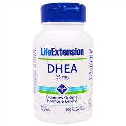 Life Extension, DHEA, 25 мг, 100 растворимых во рту таблеток