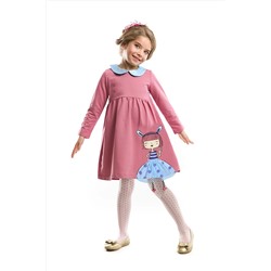 Mushi Tavşan Bebe Yaka Pembe Gülkurusu Kız Çocuk Elbise MS-19S1-150
