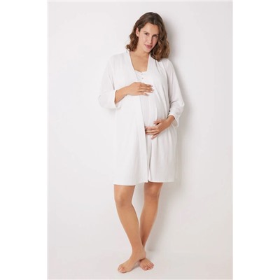 Bata "maternity" midi blanco