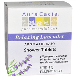 Aura Cacia, Ароматерапевтические таблетки для душа, расслабляющая лаванда, 3 таблетки по 1 унции