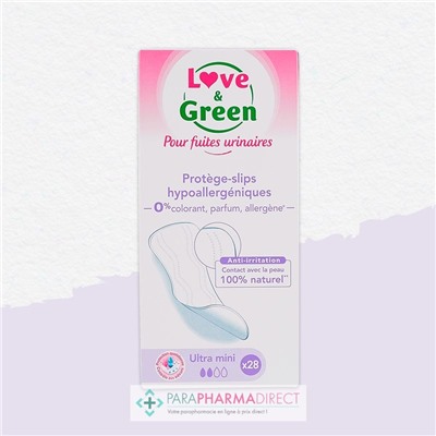 Love&Green Fuites Urinaires - Protège-Slips Hypoallergéniques - Ultra Mini x28