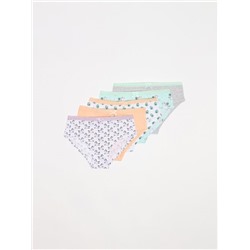 PACK OF 5 PAIRS OF PRINTED HIPSTER BRIEFS
