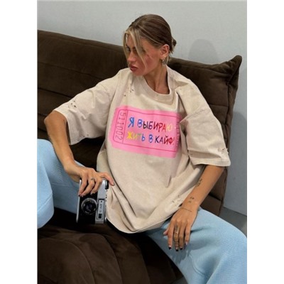 Женская футболка с короткими рукавами с буквенным принтом, лето 2024