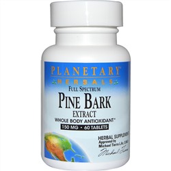 Planetary Herbals, Экстракт коры сосны полного спектра действия, 150 мг, 60 таблеток