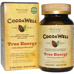 ReserveAge Nutrition, CocoaWell, настоящая энергия с AdaptoStress3, 60 растительных капсул