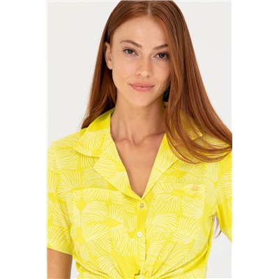 Kadın Neon Sarı Örme Gömlek
