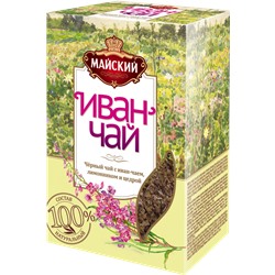 Майский. Иван-чай с черным чаем и лимонником 75 гр. карт.пачка