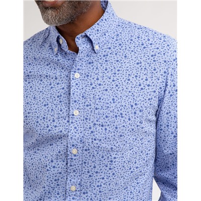 LONG SLEEVE DISCHARGED FLORAL PRINT SHIRT