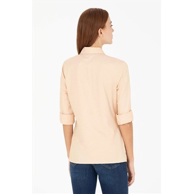 Kadın Camel Uzun Kollu Basic Gömlek