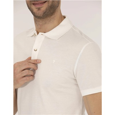 Beyaz Slim Fit Polo Yaka Merserize Tişört