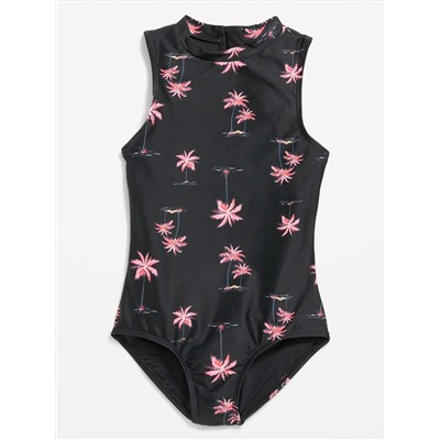High-Neck One-Piece Swimsuit for Girls
