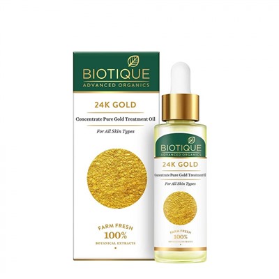 BIOTIQUE Advanced Organics 24K Gold Concentrate Pure Gold Treatment Oil  24К Концентрированное масло для лица с золотом 30мл