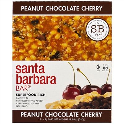 Santa Barbara Bar, Peanut Chocolate Cherry, 12 Bars, 18.96 oz (540 g)