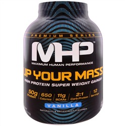 Maximum Human Performance, LLC, Up Your Mass, оптимизатор мышечной массы, обогащенный белками, вкус ванили, 2,112 г (4,66 фунтов)