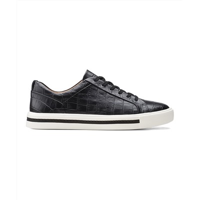 Black Croc-Embossed Un Maui Lace Leather Sneaker - Women Clarks