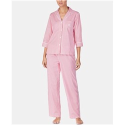 Lauren Ralph Lauren Printed Cotton 3/4-Sleeve Top and Pajama Pants Set