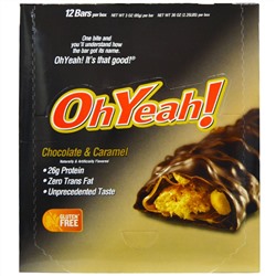 Oh Yeah!, Протеиновые батончики, Шоколад & карамель, 12 батончиков, 3 унции (85 г)