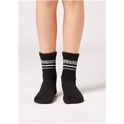 Kurze Socken mit Streifen in Rippstrick für Kinder