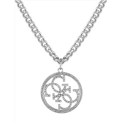 GUESS Silver Tone Quatro G Logo Pendant Necklace with Crystal