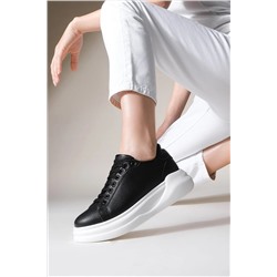 Marjin Kadın Sneaker Yüksek Taban Bağcıklı Spor Ayakkabı Bekor siyah 3210277405
