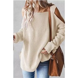Cheese Cheese Ribbed Open-Shoulder Oversized Sweater