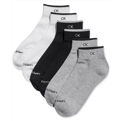 Calvin Klein Women's 6-Pk. Solid Cushion Quarter Socks