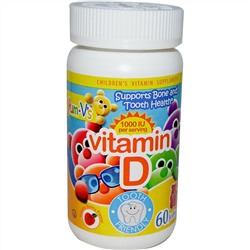 Yum-V's, Витамин D, со вкусом вишни, 1000 МЕ, 60 желейных конфет