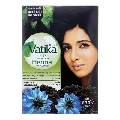 DABUR VATIKA Henna hair colours natural black Хна для волос Чёрная 6*10г