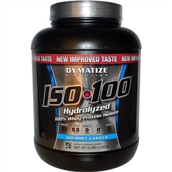 Dymatize Nutrition, ISO 100, гидролизованный, 100% изолят сывороточного протеина, ваниль для гурманов, 48 унций (1,4 кг)